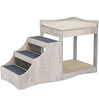 unipaws Pet Bunk Bed with Removable Step for Dogs and Cats, Multi-Level Bed Window Perch Seat Platform with Cushion and Cat Scratch Pad, Indoor Use