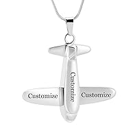 Airplane Cremation Jewelry for Human Ashes Urn Necklace Keepsake Jewelry Ashes Holder Memorial Pendant Locket for Ashes