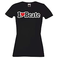 Black Dragon T-Shirt Women V-Neck - I Love with Heart - Party Name Carnival - I Love Beate
