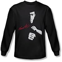 Bruce Lee - Mens The Dragon Awaits Long Sleeve Shirt In Black