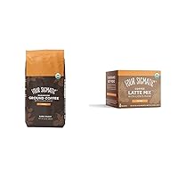 Organic Mushroom Ground Coffee with Mushroom Coffee Latte Mix | Dark Roast Coffee with Lion's Mane, Chaga & Mushroom Powder | Includes Instant Coffee Latte with Maitake, Chaga and Coconut Milk