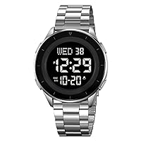 Men Multifunctional Digital Watch Easy to Read Watches Waterproof LED Chronograph Stainless Steel Wrist Watch Outdoor Sport Watch