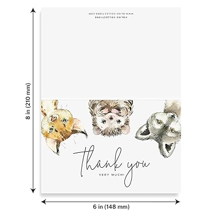 Bliss Collections Thank You Cards with Envelopes, Woodland Animal, All-Occasion Thank You Cards for Weddings, Bridal Showers, Baby Showers, Birthdays, Parties and Special Events, 4