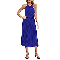 Summer Dresses for Women 2023 Womens Summer 2023 New Solid Mid Waist Lace Up Sleeveless Elegant Long Dress