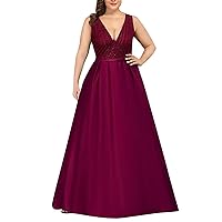 Spring Midi Dresses for Women 2024 with Pockets,New Banquet Wedding Dress for Ladies Solid Color Sequined Eveni