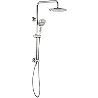 BRIGHT SHOWERS Rain Shower heads system including rainfall shower head and handheld shower head with height adjustable holder, solid brass rail 60 inch long stainless steel shower hose(brushed nickel)