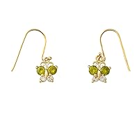 MINI BUTTERFLY WITH BIRTHSTONE EARRINGS IN GOLD (YELLOW/ROSE/WHITE) - Gold Purity:: 10K, Color:: White