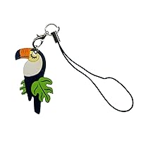 Toucan Wood Cell Phone Charm - Handmade Fashion Jewelry I Parrot Rainforest Woodpecker Birds Animal Exotic - Charms Cell Phone Jewelry Keyring