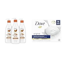 Dove Body Love Pampering Body Lotion Shea Butter Pack of 3 for Silky, Smooth Skin Softens & Beauty Bar Cleanser for Gentle Soft Skin Care Original Made With 1/4 Moisturizing Cream 3.75 oz