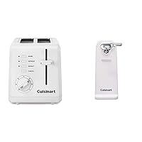 Cuisinart CPT-122 2-Slice Compact Plastic Toaster (White) & CCO-50N Deluxe Electric Can Opener, White