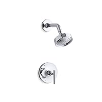 KOHLER TS14422-4-CP Purist 2.5 gpm Showerhead with Rite-Temp Shower Trim with Lever Handle, Polished Chrome