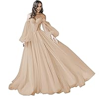 Sweetheart Tulle Puffy Sleeve Prom Dress Long Ball Gown Off Shoulder Corset Wedding Dress Formal Evening Gowns