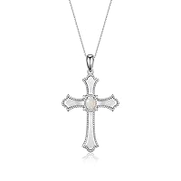 Cross Necklace with Gemstones, Diamonds & 18