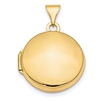 14k Yellow Gold Polished Domed 16mm Round LocketCustomize Personalize Engravable Charm Pendant Jewelry Gifts For Women or Men (Length 0.9