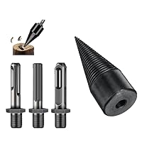 4 Pcs Wood Splitter Drill Bit, Firewood Log Splitter Drill Bit, Screw Cones Kindling Splitter, Removable Drill Screw Cone Driver, with Round+Hex+Square Shank for Electric Drill(32mm)