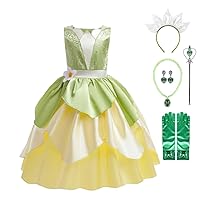 Dressy Daisy Toddler Little Girls Frog Princess Fancy Dress Up Halloween Costume with Accessories Set Birthday Party Outfit