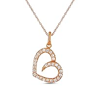 Charmsy Silver Girl's Yellow Gold Heart Cubic Zirconia Pendant With Chain