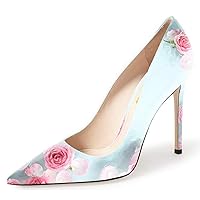FSJ Women Sexy Rose Flower Wedding Party Shoes Slim High Heel Slip On Pumps Pointed Toe Evening Dress Shoes Size 4-15 US