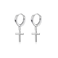 VONALA 925 Sterling Silver Hoop Earrings Cross/Star/Heart/Lightning Dangle Small Hoop Earrings for Women Teen Girls 13mm