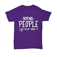 Normal People Scare Me Tops Tees Plus Size Women Men Horror T-Shirt Purple