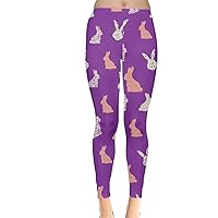 CowCow Womens Easter Rabbit Pug Bunny Silhouette Design Leggings, XS-5XL