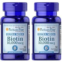 2 Pack of Biotin 10,000 mcg Puritan's Pride Biotin 10,000 mcg-50 Softgels