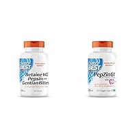 Doctor's BEST Betaine HCI Pepsin Gentian Bitters 360 Count & PepZin GI Zinc-L-Carnosine Complex 120 Veggie Caps Digestive Support