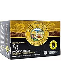 Royal Kona Roy's Pacific Coast, 10% Kona Coffee Blend, Medium-Dark Roast Single-Serve Coffee Pods, Compatible with Keurig® Brewers, A Taste of Aloha - (12 Count Box)