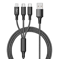 Pro USB 3in1 Multi Cable Compatible with Your Samsung Galaxy S7, S7 Edge, S6, S6 Edge, S5, Note 3, Note 2 Data Universal Extra Strength for Fast Quick Charging Speeds! (Black)