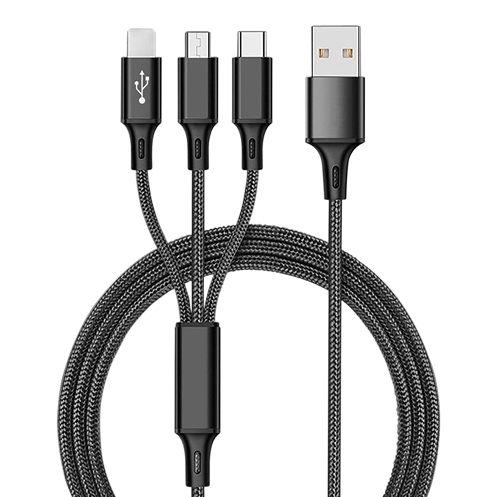 VOLT PLUS TECH Pro USB 3in1 Multi Cable Compatible with Your Samsung Galaxy S7, S7 Edge, S6, S6 Edge, S5, Note 3, Note 2 Data Universal Extra Strength for Fast Quick Charging Speeds! (Black)