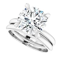 4 CT Round Cut VVS1 Colorless Moissanite Engagement Ring Set, Wedding/Bridal Ring Set, Sterling Silver Vintage Antique Anniversary Promise Ring Set Gift for Wife