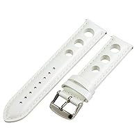 Clockwork Synergy, LLC 26mm Rally 3-hole Smooth White Leather Interchangeable Replacement Watch Band Strap