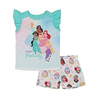 Disney Girls' Descendants | Encanto | Frozen | Princess | Little Mermaid | Lilo & Stitch | Raya 2-Piece Loose-fit Pajamas Set
