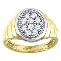 10k Two tone Gold Mens Round CZ Cubic Zirconia Simulated Diamond Oval Engagement Ring Jewelry Gifts for Men