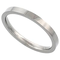 2mm Titanium Plain Wedding Band Thumb/Toe Ring Flat Thin Stackable Polished Comfort Fit Sizes 1-11