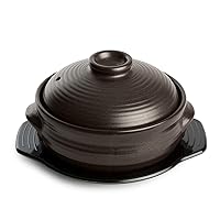 Korean Stone Bowl (Dolsot), Sizzling Hot Pot for Bibimbap and Soup - Premium Ceramic (Large with Lid)