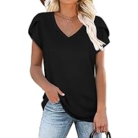 CATHY 2024 Womens Summer Tunics Tops Short Sleeve Casual T-Shirts V Neck Loose Comfy Tee Lightweight Cute Blouse