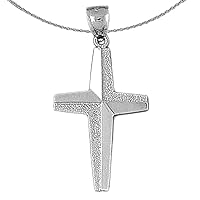 Silver Cross Necklace | Rhodium-plated 925 Silver Gyronny Cross Pendant with 18