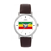 Ethiopia Flag Watch 38mm Case 3atm Water Resistant Custom Designed Quartz Movement Luxury Fashionable