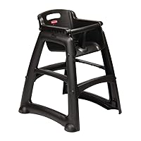 Rubbermaid Commercial Products Sturdy High-Chair, Up to 33lb Weight, Unassembled, Stackable, Fits Under Table for Child/Baby/Toddler, Black