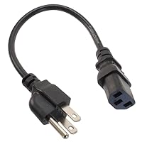 CablesOnline 1ft. Short 3-Conductor PC Power Cord, 18AWG NEMA 5-15P to IEC-60320-C13 Cable, PC-111