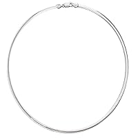 Savlano 925 Sterling Silver 4MM Italian Solid Flat Omega Chain Necklace for Women and Girls - Made in Italy Comes With a Gift Box