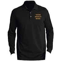 Personalize Long Sleeve Polo Shirts for Men Add Your Embroidery Design for Family Team Uniform Christmas Thanksgiving