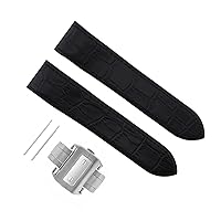 Ewatchparts COMPLETE 23MM LEATHER STRAP BAND COMPATIBLE WITH 38MM CARTIER SANTOS XL 2740 + CLASP BLACK