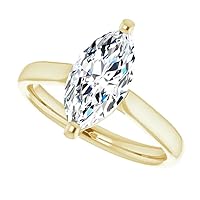 18k Yellow Gold Solitaire 4 CT Marquise Beaded Moissanite Engagement Ring