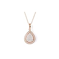 10k Gold 1/6 ct. T.W. Composite Diamond Teardrop Frame Pendant Necklace for Women(I-J, I2)