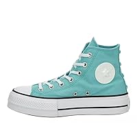 Converse Unisex Chuck Taylor All Star High Top Canvas Platform - Lace up Closure Style - Teal 6.5