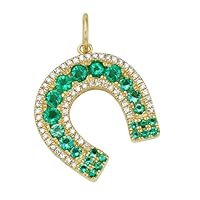 Beautiful Horseshoe Emerald Diamond 925 Sterling Silver Charm Pendant Jewelry