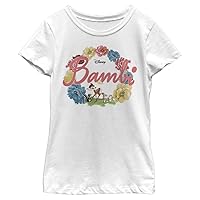 Disney Little, Big Bambi Flowers Girls Short Sleeve Tee Shirt