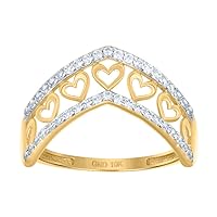 10k Two tone Gold Womens CZ Cubic Zirconia Simulated Diamond Love Hearts Ring Measures 12.3mm Long Jewelry for Women